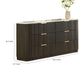 Lim Wide Dresser | 6 Drawers | White Faux Marble | Dark Walnut Brown