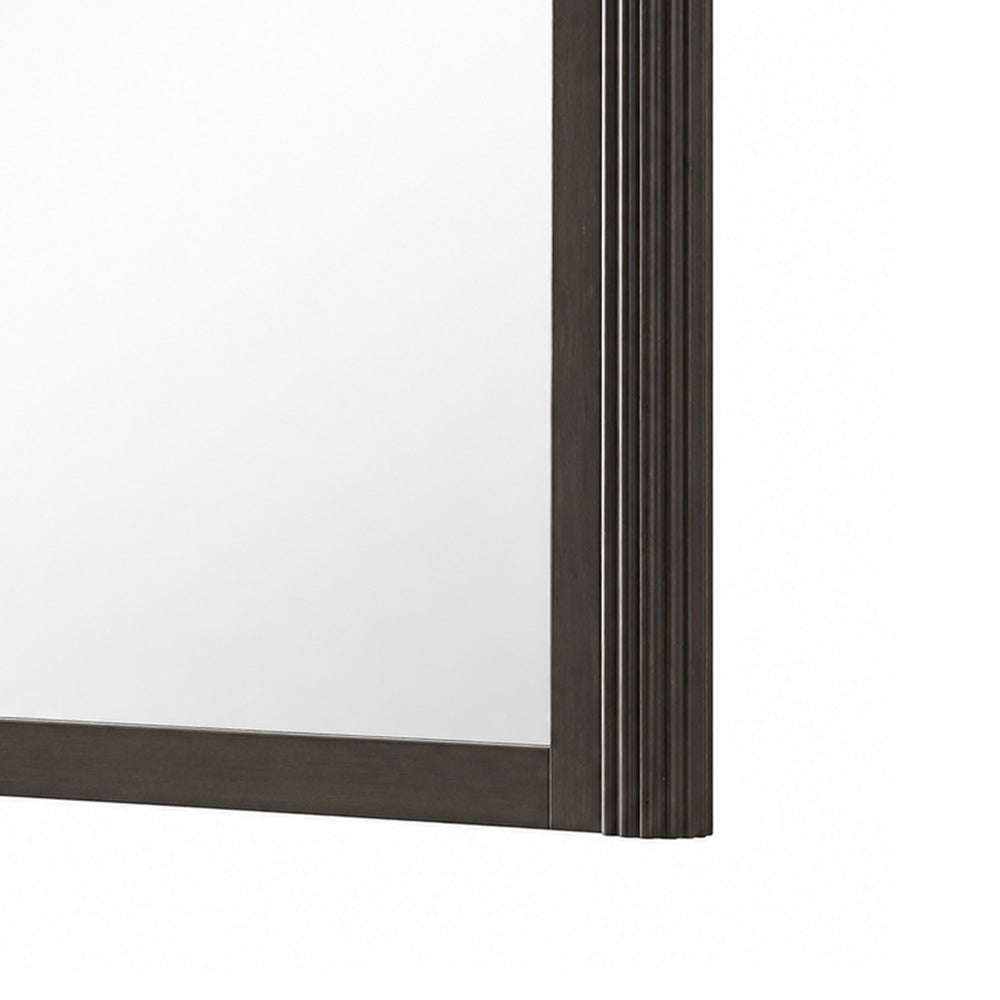 Lim Dresser Mirror | Dark Walnut Brown | Faux Marble | 39x45 Fluted Frame