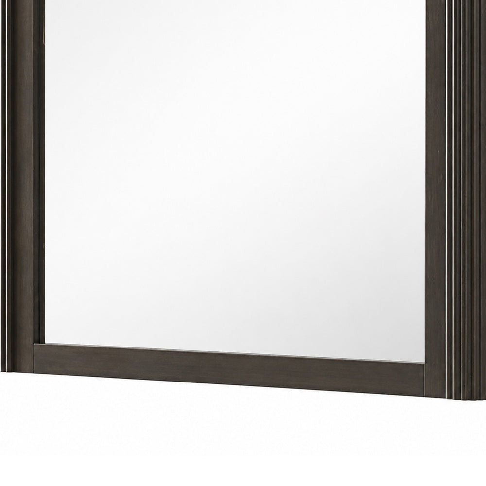 Lim Dresser Mirror | Dark Walnut Brown | Faux Marble | 39x45 Fluted Frame