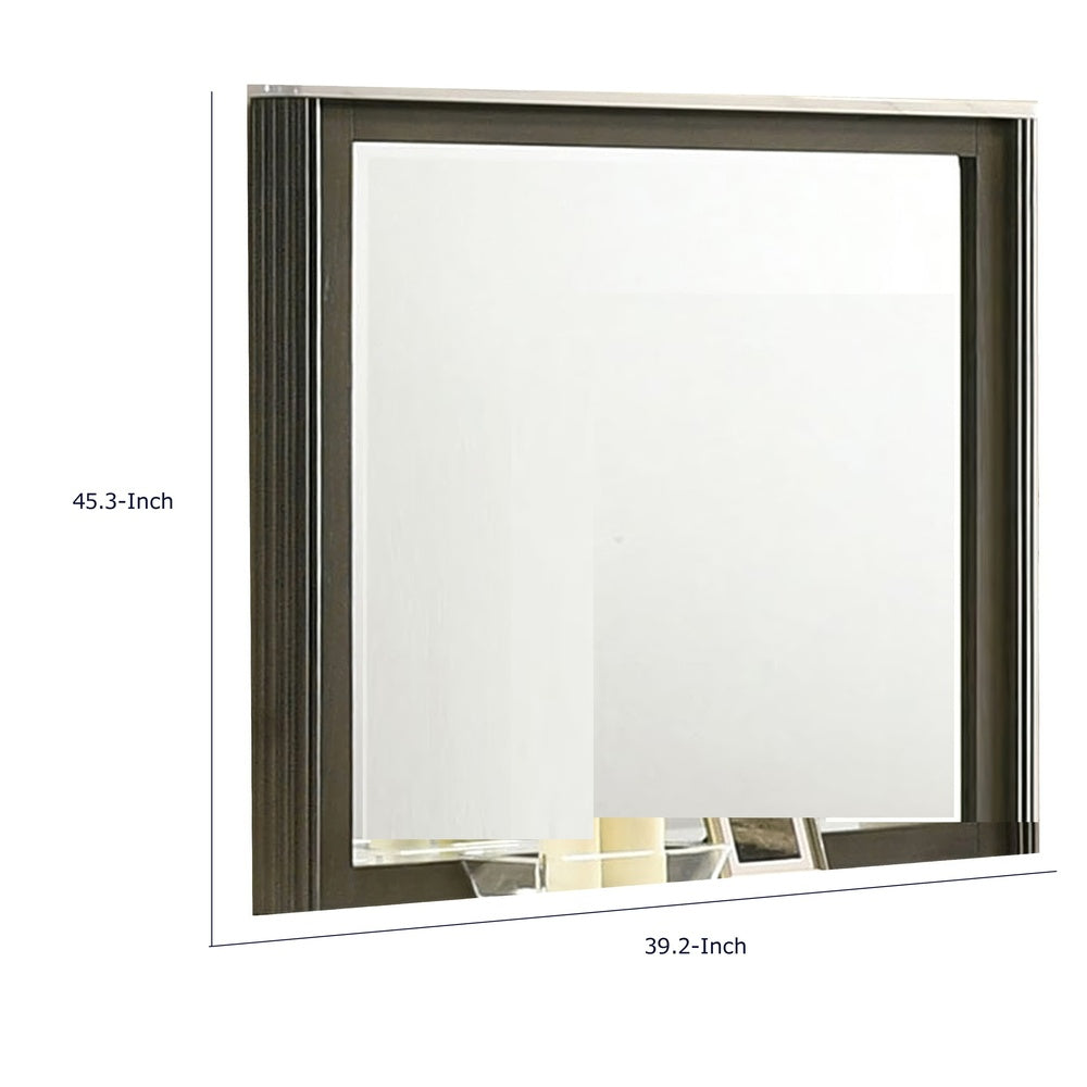 Lim Dresser Mirror | Dark Walnut Brown | Faux Marble | 39x45 Fluted Frame