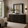 Lim Dresser Mirror | Dark Walnut Brown | Faux Marble | 39x45 Fluted Frame