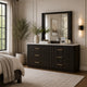 Lim Dresser Mirror | Dark Walnut Brown | Faux Marble | 39x45 Fluted Frame
