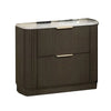 Lim Nightst& | 6 Drawers | White Faux Marble | Dark Walnut Brown