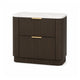 Lim Nightst& | 6 Drawers | White Faux Marble | Dark Walnut Brown
