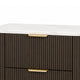 Lim Nightst& | 6 Drawers | White Faux Marble | Dark Walnut Brown