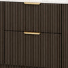 Lim Nightst& | 6 Drawers | White Faux Marble | Dark Walnut Brown