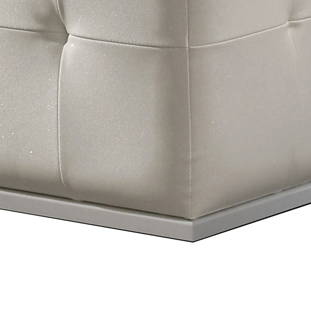 Keza Vanity Stool | White Tufted Seat | 19 " Cubic Membrane Press