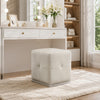 Keza Vanity Stool | White Tufted Seat | 19 " Cubic Membrane Press