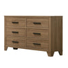 Pize Wide Dresser | 6 Drawers | Black Metal Linear Bar Pulls | Walnut Brown