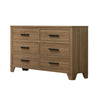 Pize Wide Dresser | 6 Drawers | Black Metal Linear Bar Pulls | Walnut Brown