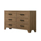 Pize Wide Dresser | 6 Drawers | Black Metal Linear Bar Pulls | Walnut Brown