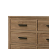 Pize Wide Dresser | 6 Drawers | Black Metal Linear Bar Pulls | Walnut Brown