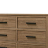 Pize Wide Dresser | 6 Drawers | Black Metal Linear Bar Pulls | Walnut Brown