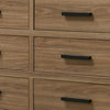Pize Wide Dresser | 6 Drawers | Black Metal Linear Bar Pulls | Walnut Brown