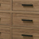 Pize Wide Dresser | 6 Drawers | Black Metal Linear Bar Pulls | Walnut Brown