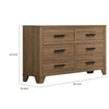 Pize Wide Dresser | 6 Drawers | Black Metal Linear Bar Pulls | Walnut Brown