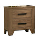 Pize Nightst& | 2 Drawers | Black Metal Linear Bar Pulls | Walnut Brown
