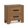 Pize Nightst& | 2 Drawers | Black Metal Linear Bar Pulls | Walnut Brown