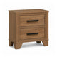 Pize Nightst& | 2 Drawers | Black Metal Linear Bar Pulls | Walnut Brown