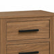 Pize Nightst& | 2 Drawers | Black Metal Linear Bar Pulls | Walnut Brown