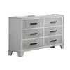 Feza Wide Dresser | 6 Drawers with Faux Marble Inset | Black Pulls | White
