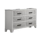 Feza Wide Dresser | 6 Drawers with Faux Marble Inset | Black Pulls | White