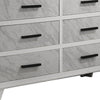 Feza Wide Dresser | 6 Drawers with Faux Marble Inset | Black Pulls | White