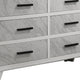 Feza Wide Dresser | 6 Drawers with Faux Marble Inset | Black Pulls | White