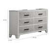 Feza Wide Dresser | 6 Drawers with Faux Marble Inset | Black Pulls | White