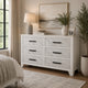 Feza Wide Dresser | 6 Drawers with Faux Marble Inset | Black Pulls | White