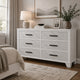 Feza Wide Dresser | 6 Drawers with Faux Marble Inset | Black Pulls | White