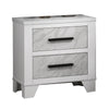 Feza Nightst& | 2 Drawers with Faux Marble Inset | Black Pulls | White