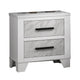 Feza Nightst& | 2 Drawers with Faux Marble Inset | Black Pulls | White