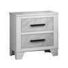 Feza Nightst& | 2 Drawers with Faux Marble Inset | Black Pulls | White