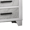 Feza Nightst& | 2 Drawers with Faux Marble Inset | Black Pulls | White