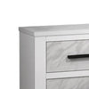 Feza Nightst& | 2 Drawers with Faux Marble Inset | Black Pulls | White
