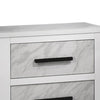 Feza Nightst& | 2 Drawers with Faux Marble Inset | Black Pulls | White