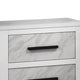 Feza Nightst& | 2 Drawers with Faux Marble Inset | Black Pulls | White
