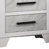 Feza Nightst& | 2 Drawers with Faux Marble Inset | Black Pulls | White