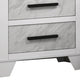 Feza Nightst& | 2 Drawers with Faux Marble Inset | Black Pulls | White
