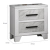 Feza Nightst& | 2 Drawers with Faux Marble Inset | Black Pulls | White