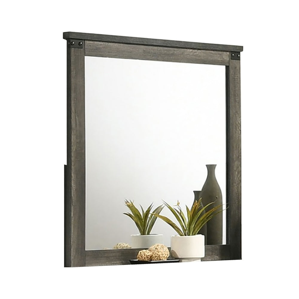 Bry Dresser Mirror | Crown Molded Top | 38x40 Rustic Gray Frame
