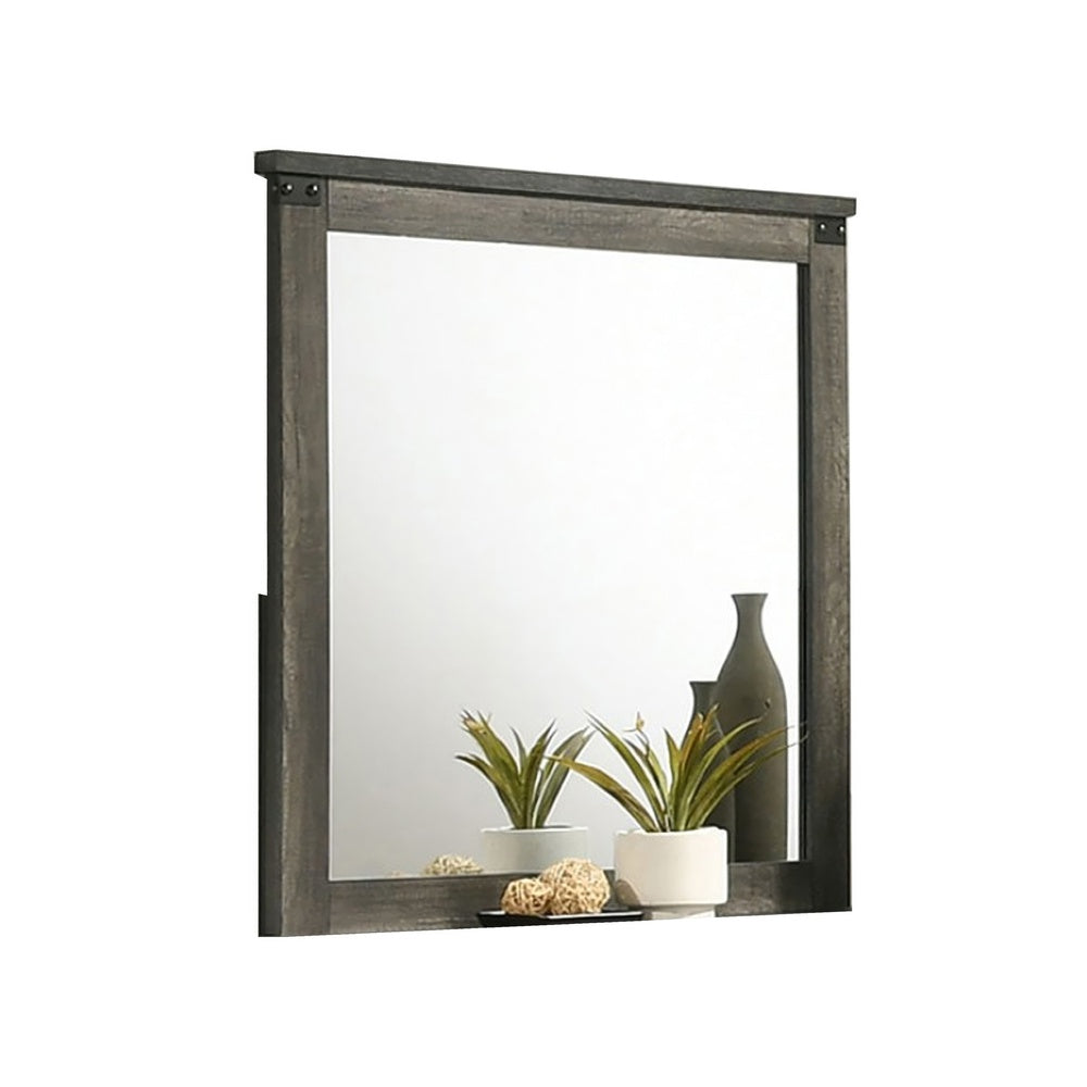 Bry Dresser Mirror | Crown Molded Top | 38x40 Rustic Gray Frame