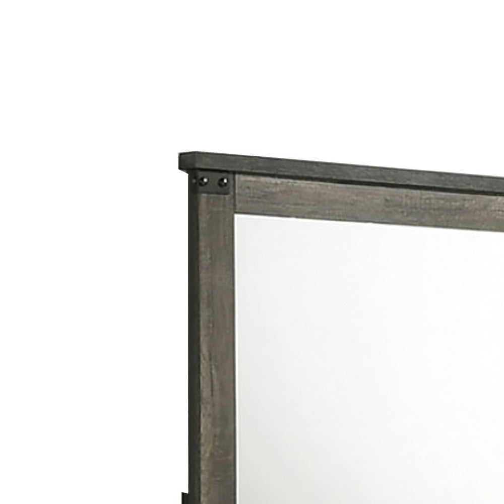 Bry Dresser Mirror | Crown Molded Top | 38x40 Rustic Gray Frame