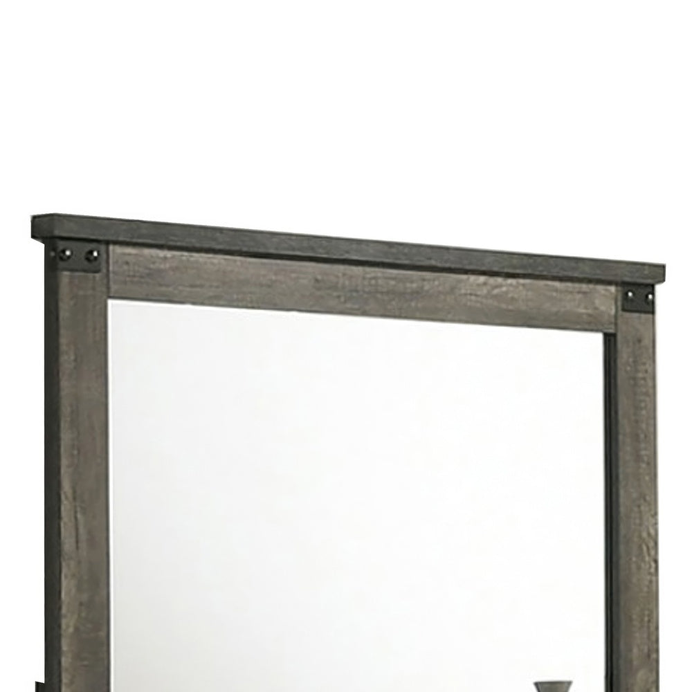 Bry Dresser Mirror | Crown Molded Top | 38x40 Rustic Gray Frame