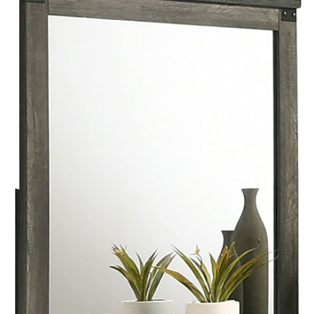Bry Dresser Mirror | Crown Molded Top | 38x40 Rustic Gray Frame
