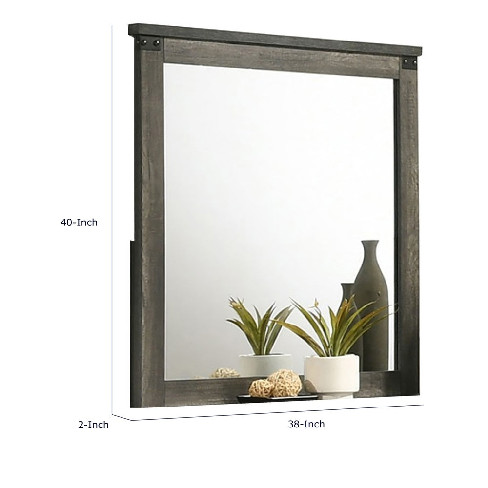 Bry Dresser Mirror | Crown Molded Top | 38x40 Rustic Gray Frame