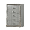 Cyl Tall Dresser Chest | 5 Drawers | Silver Scale Molded Trim | Metallic Gray