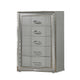 Cyl Tall Dresser Chest | 5 Drawers | Silver Scale Molded Trim | Metallic Gray