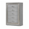 Cyl Tall Dresser Chest | 5 Drawers | Silver Scale Molded Trim | Metallic Gray